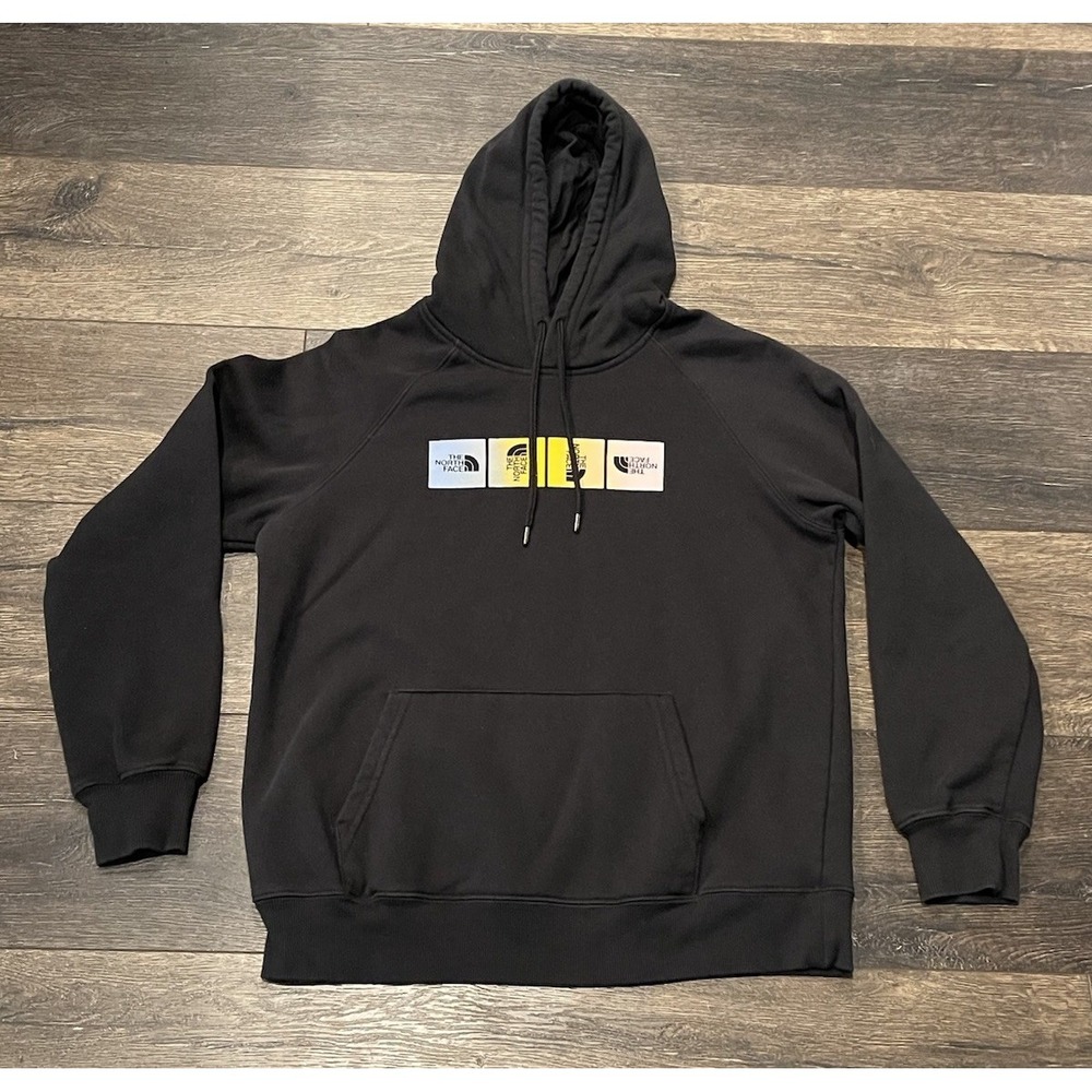 The North Face Hoodie Women's Medium Black Blue Graphic Pullover Sweatshirt
